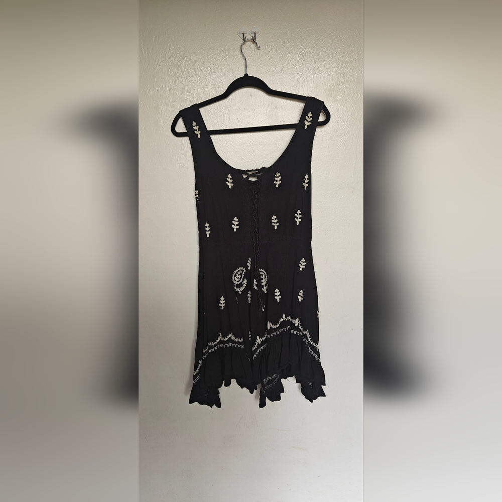 Embroidered Black Handkerchief Shirt